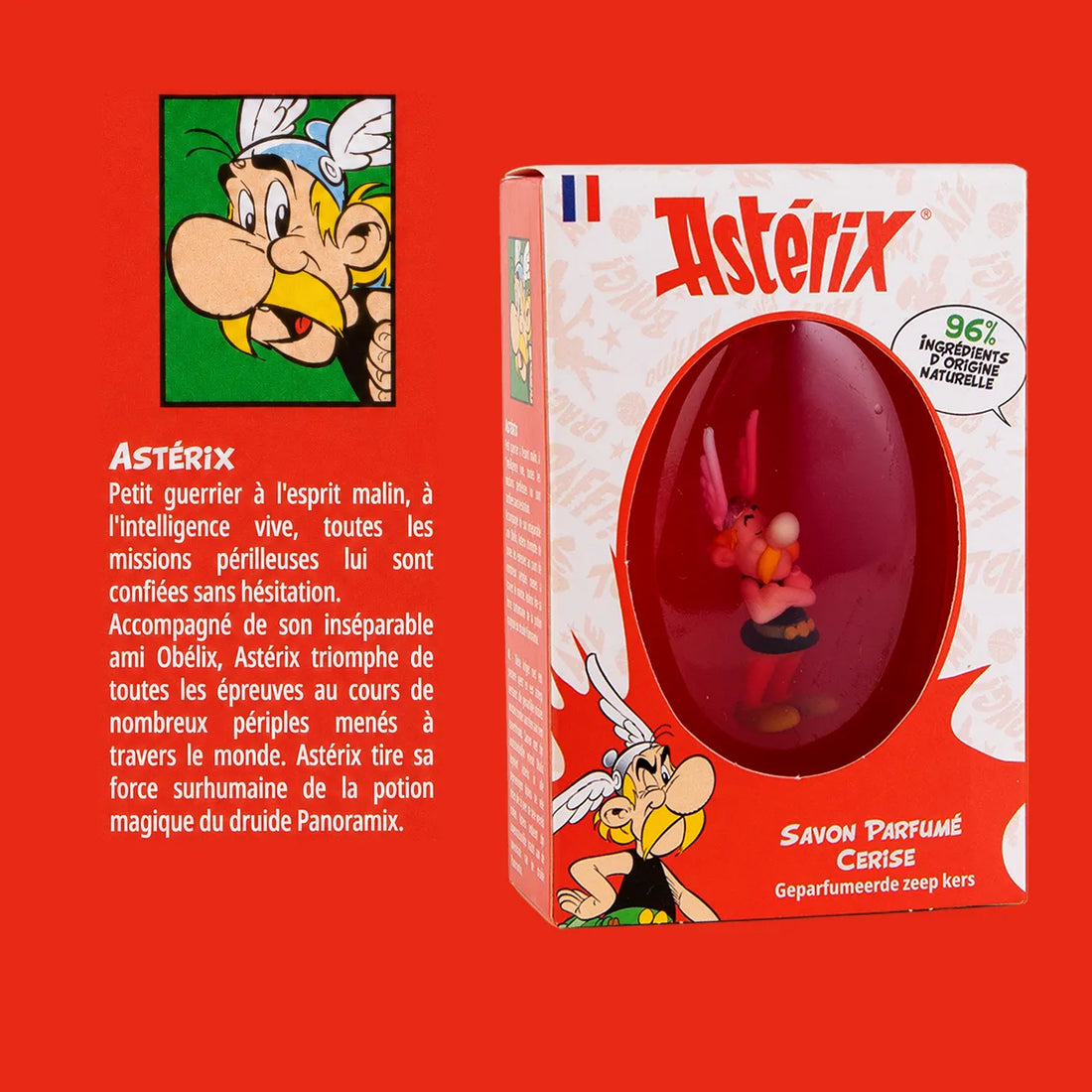Savon, parfum cerise avec sa figurine Astérix