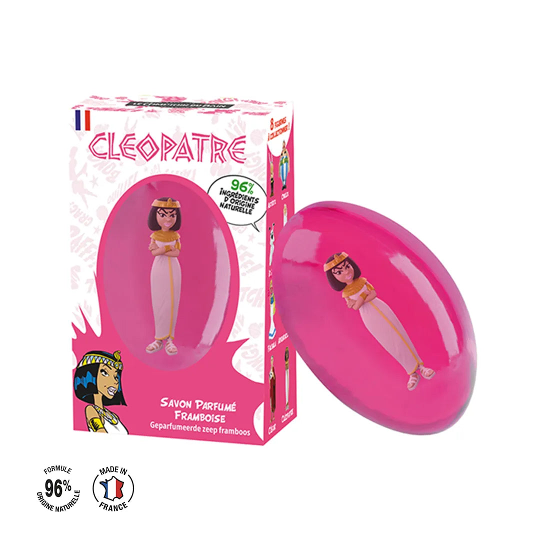 Savon, parfum framboise avec sa figurine Cléopâtre