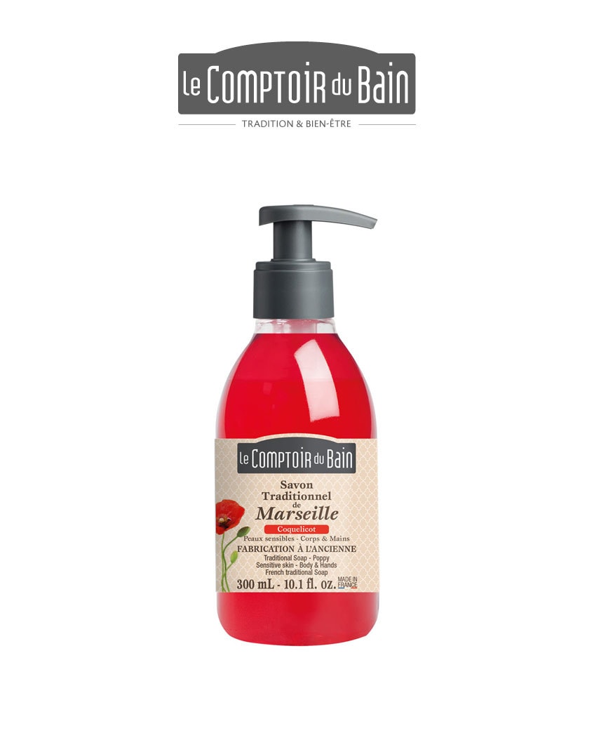 Savon de Marseille Liquide Coquelicot 300ml Comptoir du Bain Laboratoires Bioligo