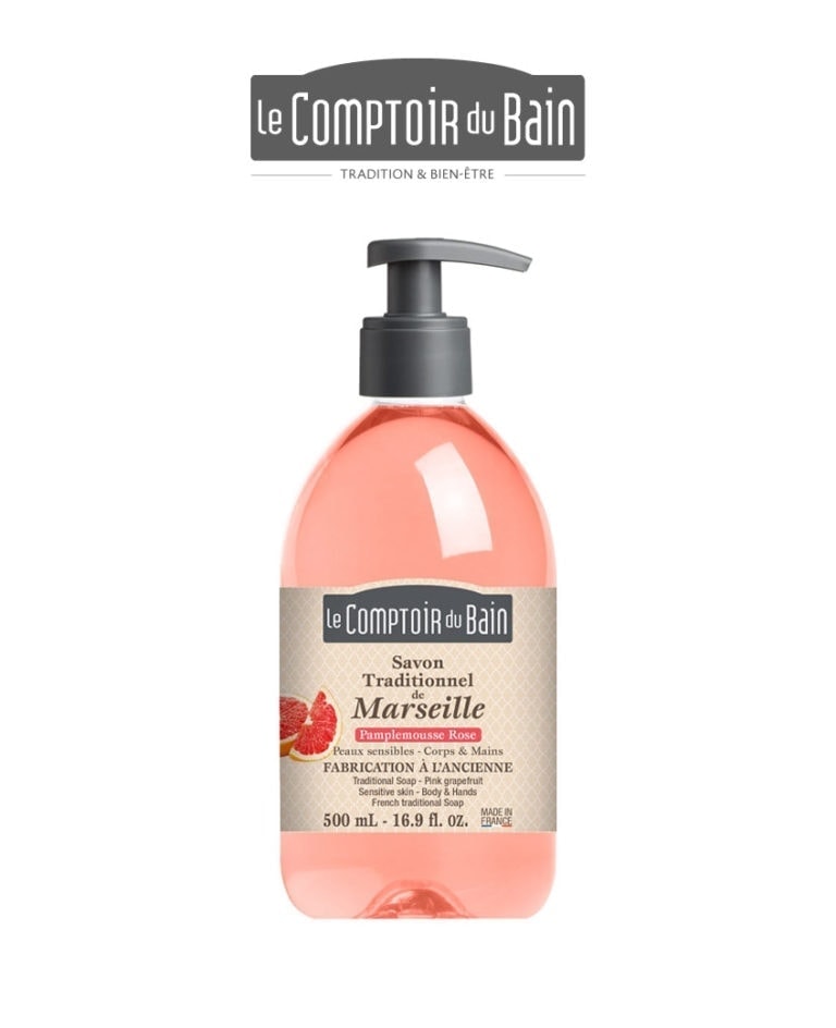 Savon de Marseille Liquide Pamplemousse Rose 500ml Comptoir du Bain Laboratoires Bioligo